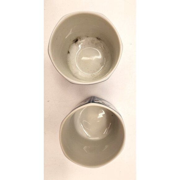 VTG Asian Dolphin China Teapot and Cups Set, Dynasty Blue & White Brass Handle - Picture 4 of 15